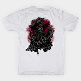 Skull pirate with claw hands crab crow friends back print. T-Shirt